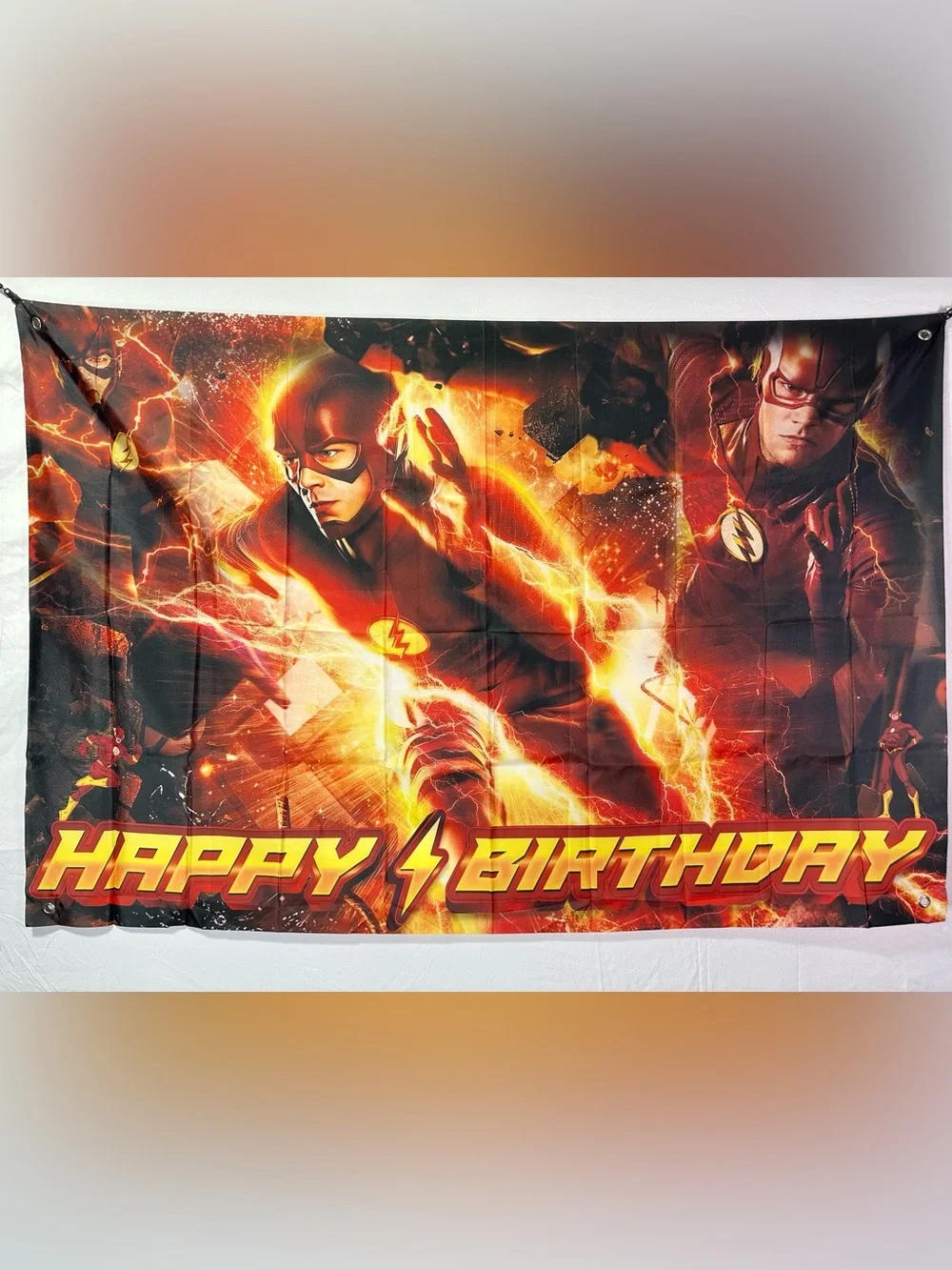 The Flash Happy Birthday Backdrop Banner 5x3Ft.